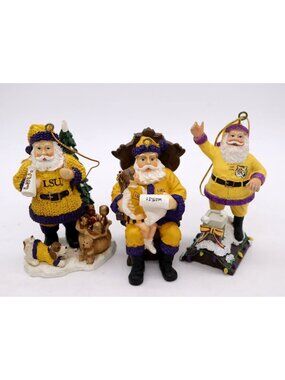 Lot of 3 LSU Santa Ornaments 2001 2003 2006 The Memory Company